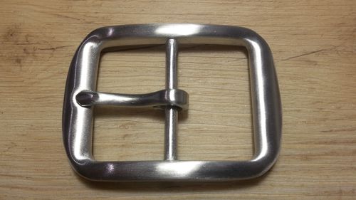 Gürtelschnalle massiv Edelstahl, Doppelbügel abgerundet, Einfachdorn 40 mm