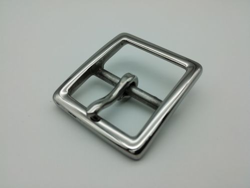 Gürtelschnalle massiv Edelstahl, poliert, Doppelbügel, Einfachdorn 30 mm